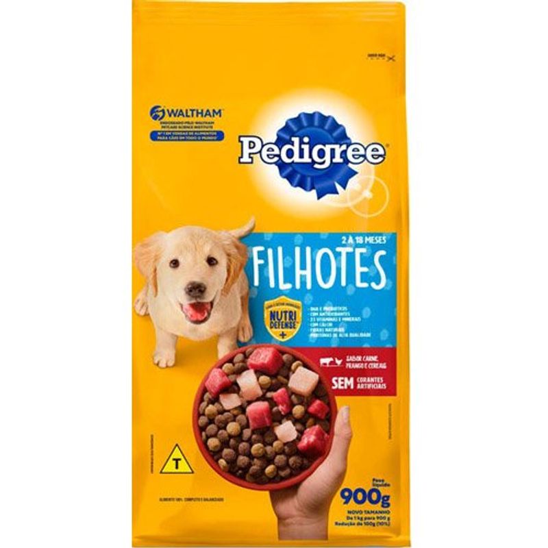 ração pedigree cães filhote carne 900g