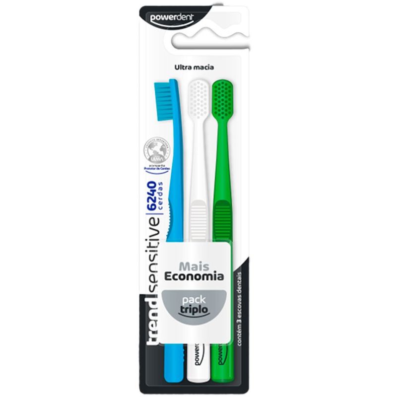 escova dental powerdent sensitive ultra 3 unidades (mp)