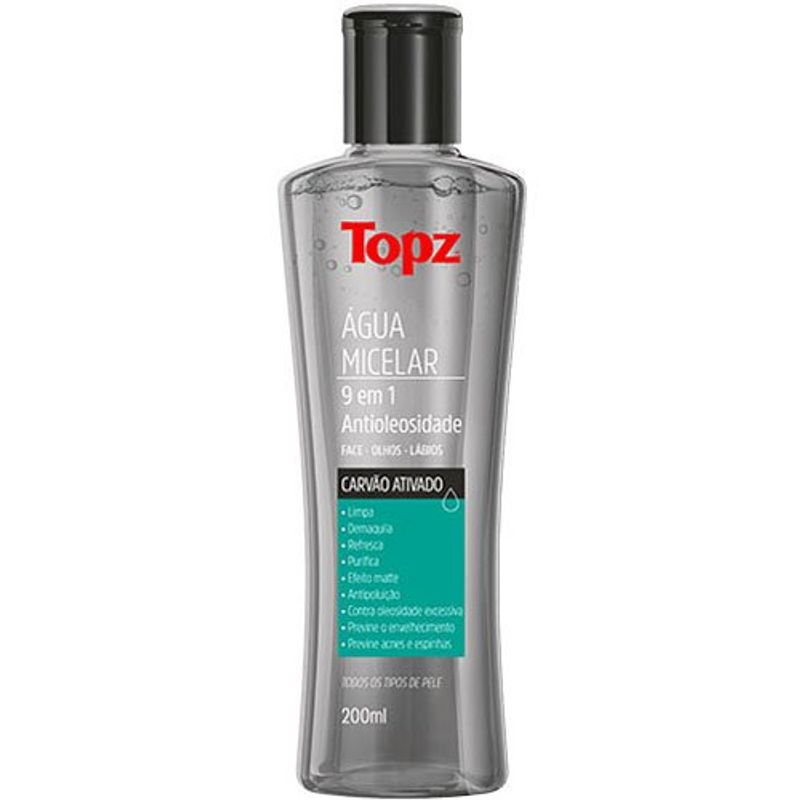 água micelar topz carvão ativo 200ml