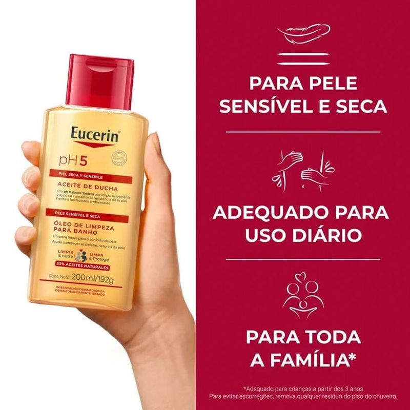 óleo de limpeza para banho eucerin ph5 200ml