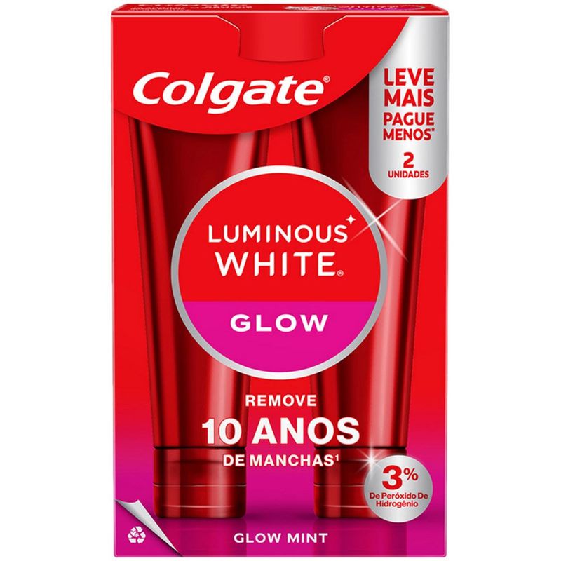 creme dental colgate luminous white 2 unidades 70g