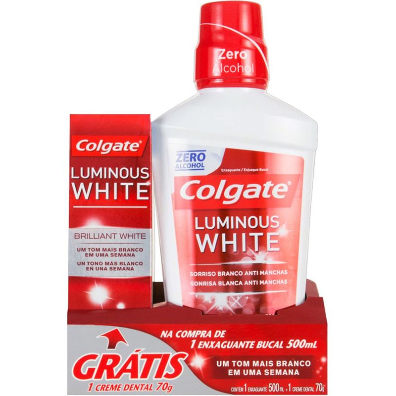 kit enxaguante bucal colgate 500ml + creme dental 70g