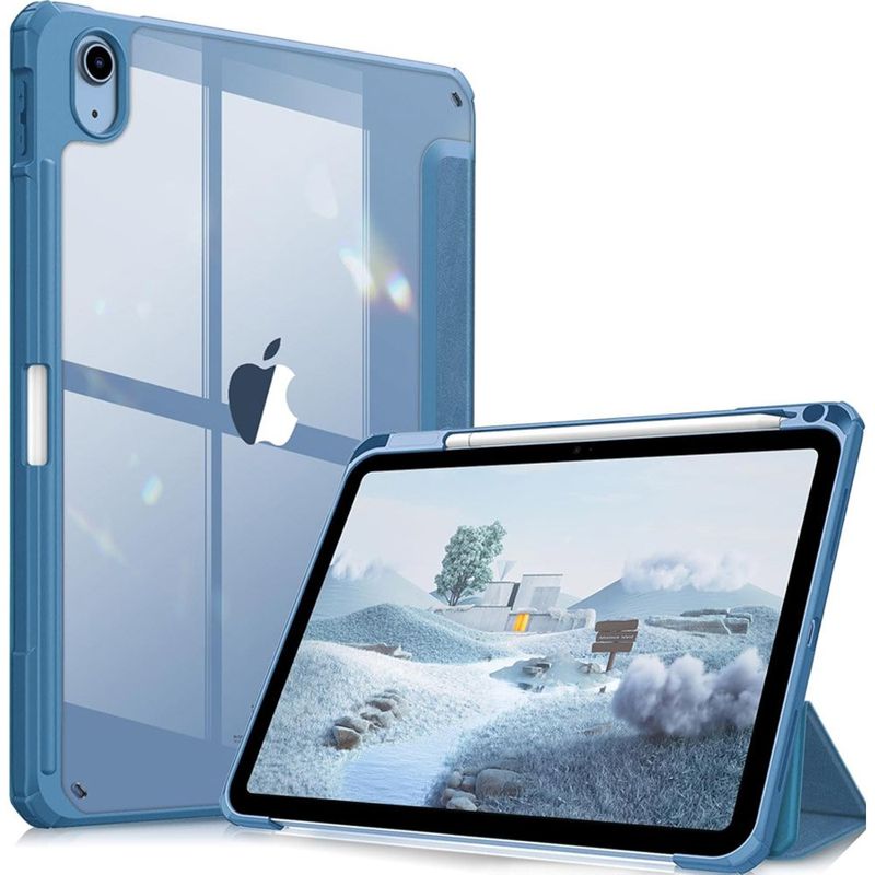 capa para ipad 11 moko traseira transparente com repouso azul a-bi