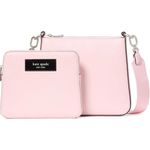 bolsa feminina 3 em 1 couro liso kate spade rosa pastel a-mbi