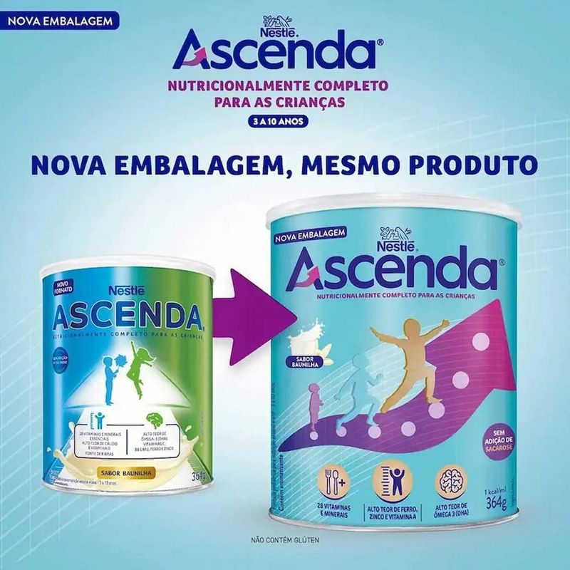 fórmula infantil ascenda nestlé baunilha 3 a 10 anos 364g