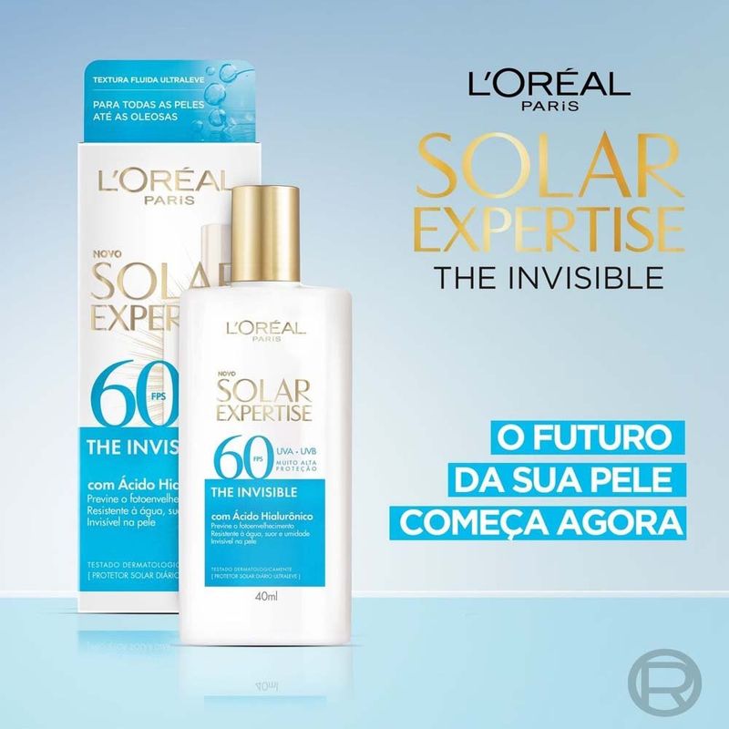 protetor solar facial l'oréal paris solar expertise the invisible com cor 5.0 fps60 40ml
