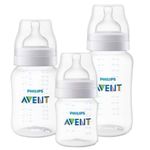 kit mamadeira anti-colic philips avent transparente 125ml + 260ml + 330ml