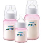 kit mamadeira anti-colic philips avent rosa 125ml + 260ml + 330ml