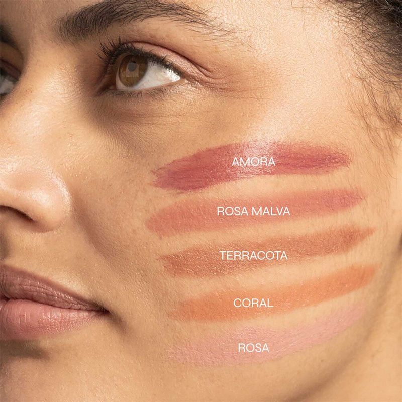 bastão 3 em 1 blush batom e sombra ollie fps95 terracota