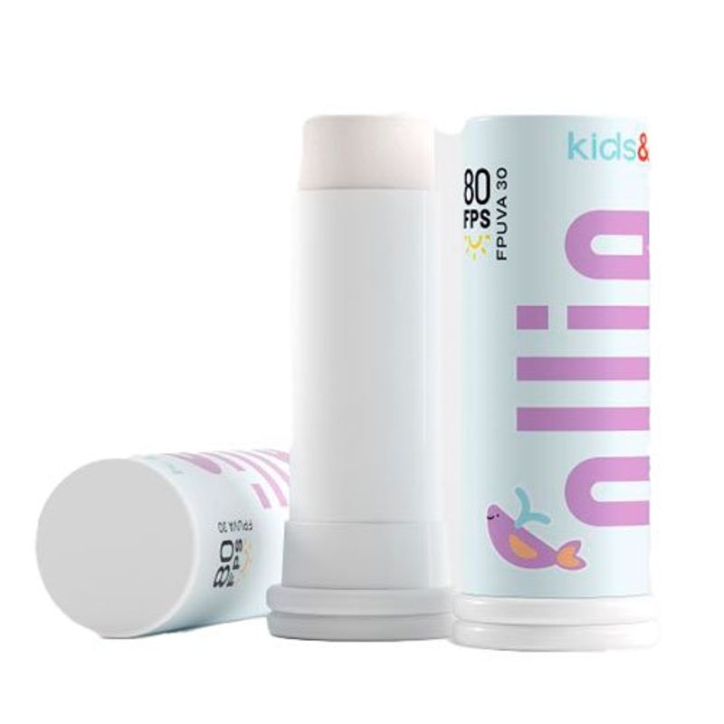 protetor solar mineral em bastão ollie kids e baby fps80 fpuva 30