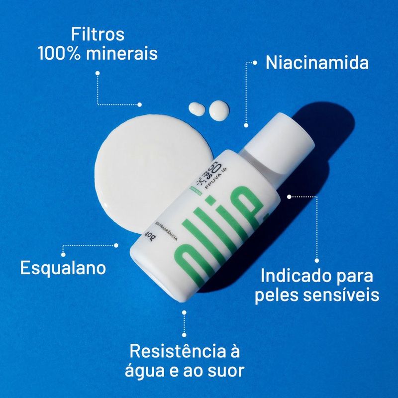 protetor solar mineral fluído ollie fps50 fpuva 16 40g