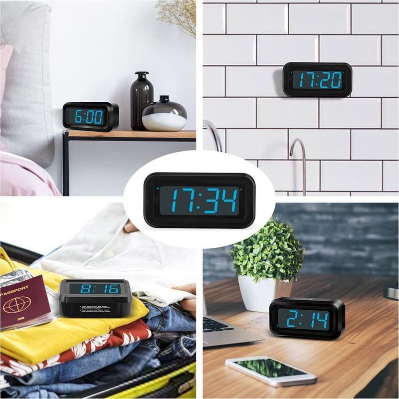 despertador digital pequeno kwanwa led preto/azul a-mbi