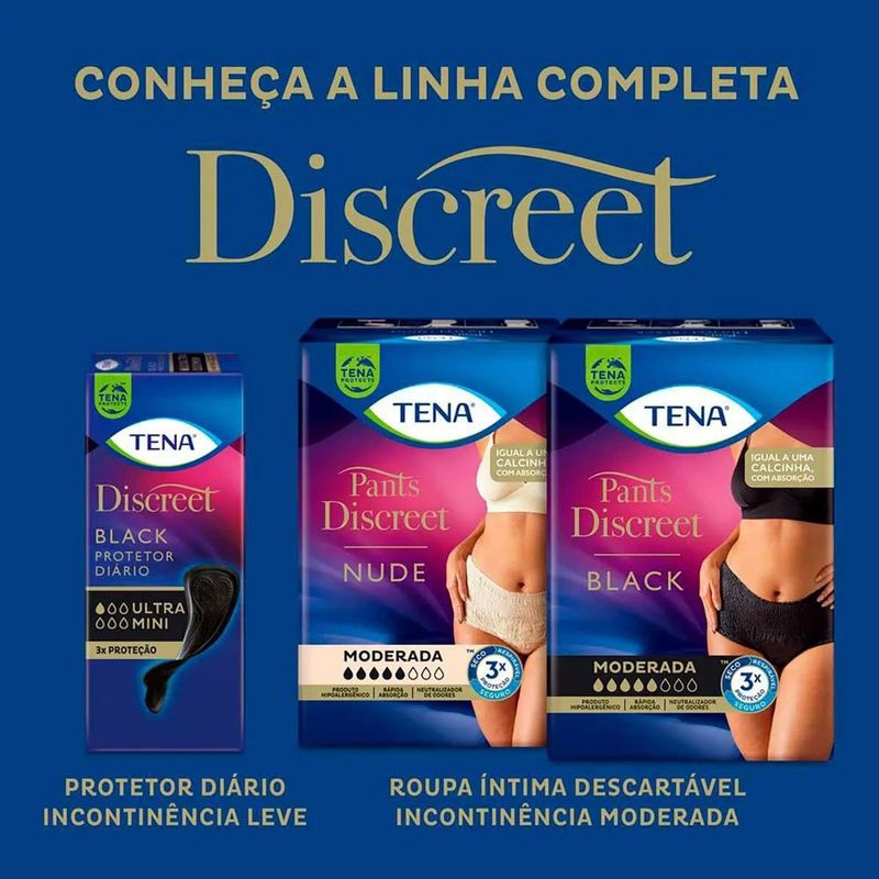 roupa íntima tena pants discreet nude p/m 16 unidades