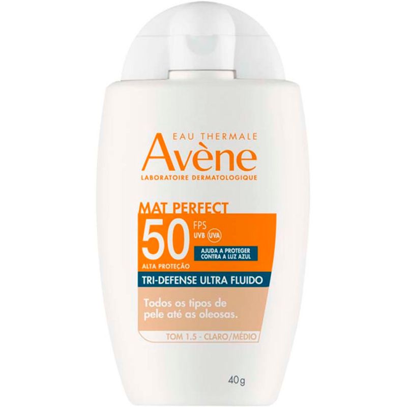 protetor solar facial avène mat perfect fps50 tom 1.5 claro médio 40g