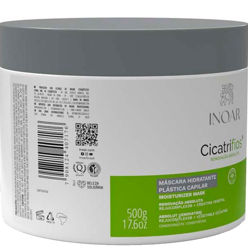 máscara capilar inoar cicatrifios renovação absoluta 500g
