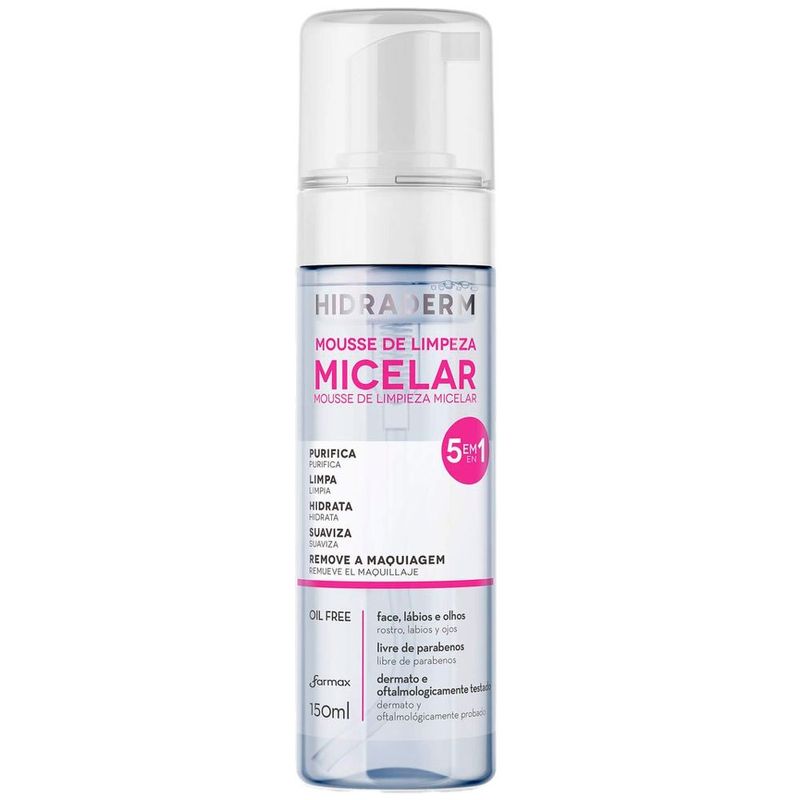 mousse de limpeza micelar hidraderm 150ml