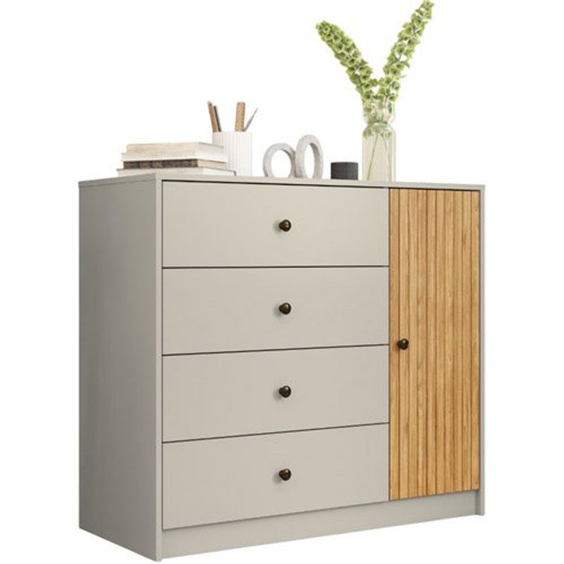 cômoda 1 porta 4 gavetas movelbento mb1059 off white mel