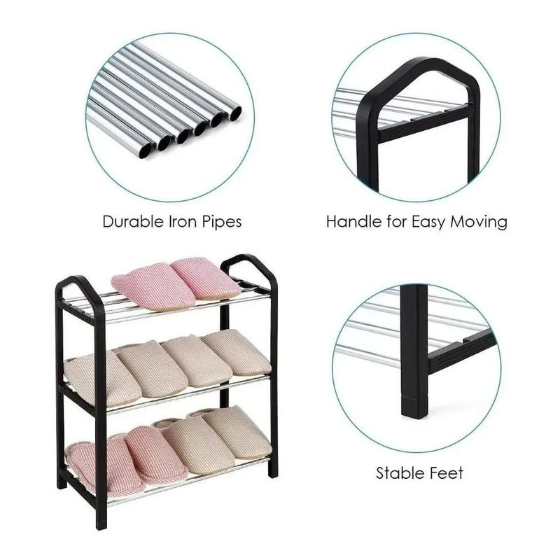 sapateira casita 6 pares 3 prateleiras preto (mp)