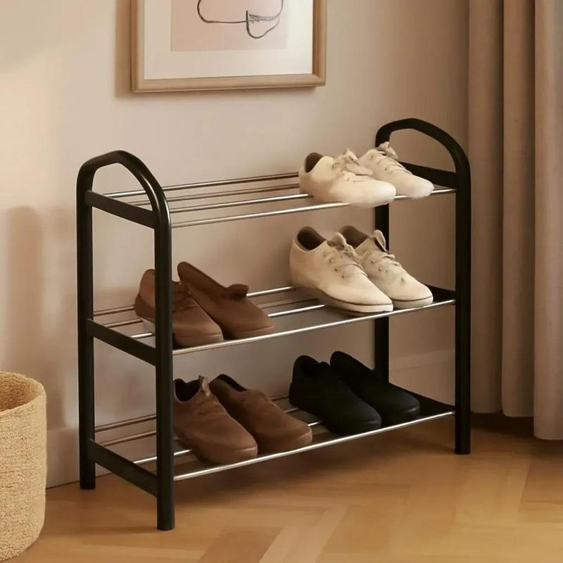 sapateira casita 6 pares 3 prateleiras preto (mp)
