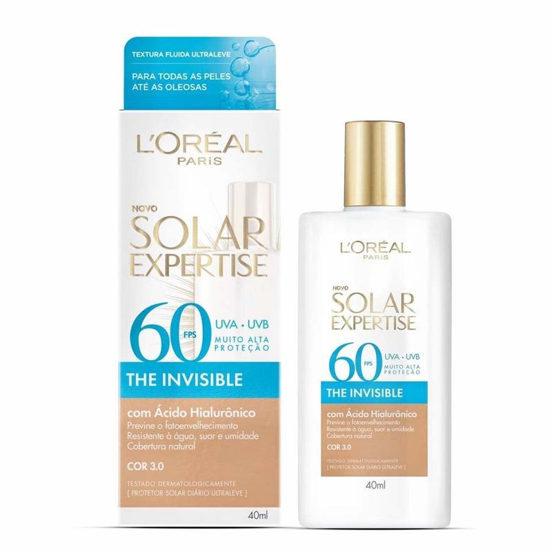 protetor solar facial l'oréal paris solar expertise the invisible fps60 cor 3.0 40ml