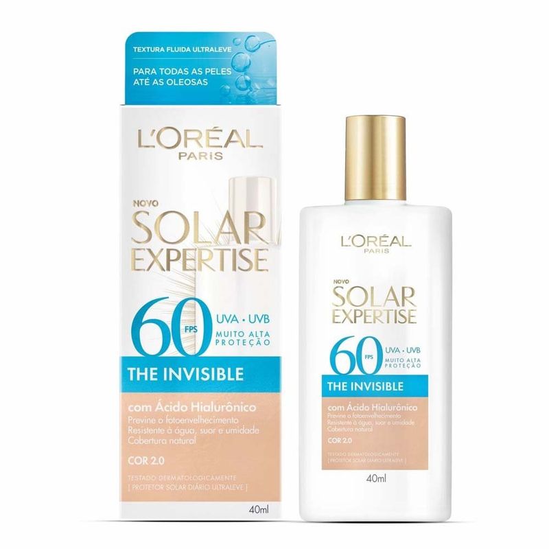 protetor solar facial l'oréal paris solar expertise the invisible fps60 cor 2.0 40ml