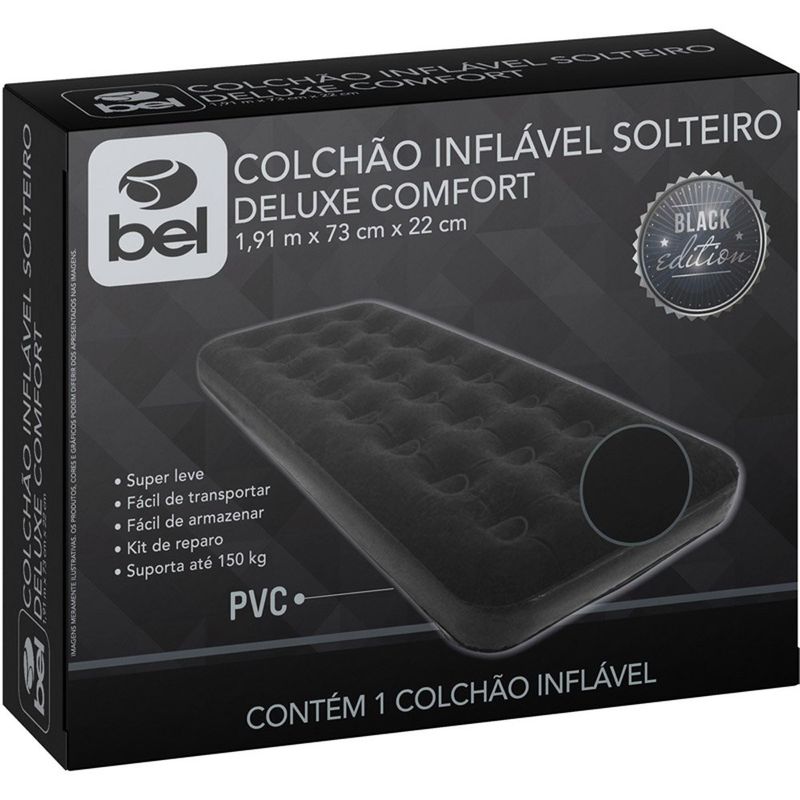 colchão inflável solteiro belfix 110007 preto