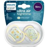 chupeta dupla avent ultra air nighttime 18m+ amarela