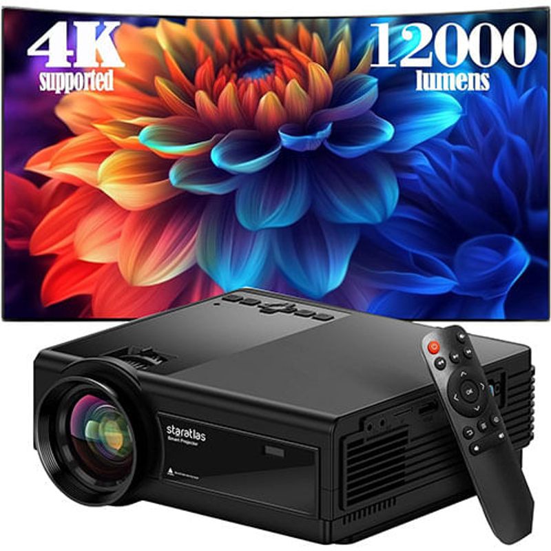 projetor staratlas 4k mini portátil com wifi e bluetooth preto a-bi