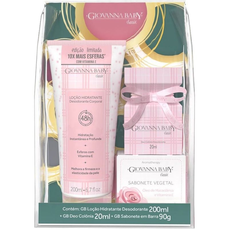 kit loção hidratante 200ml e deo colônia 20ml e sabonete em barra 90g giovanna baby classic