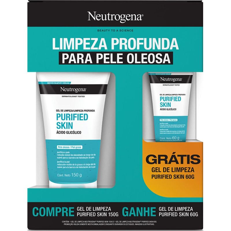 kit neutrogena purified skin gel de limpeza 150g e gel de limpeza 60g
