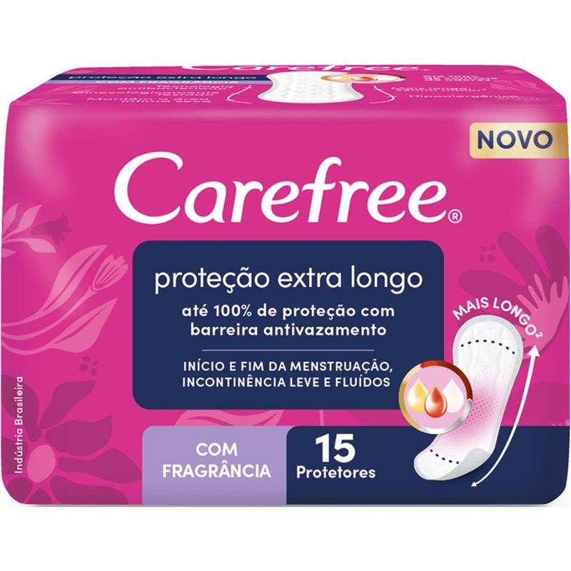 protetor diário carefree proteção extra longo 15 unidades