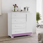 cômoda notável branco e rosa nt5185