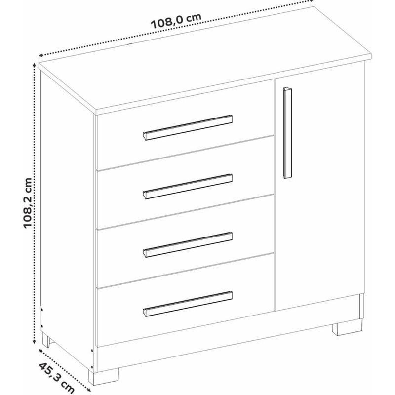 cômoda notável branco e rosa nt5185