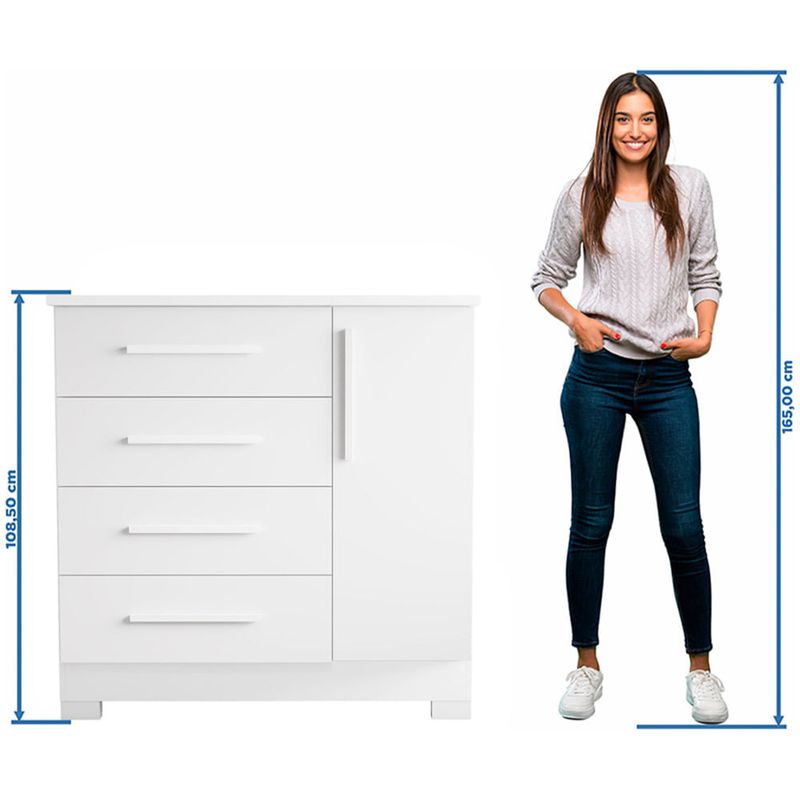 cômoda notável branco e rosa nt5185