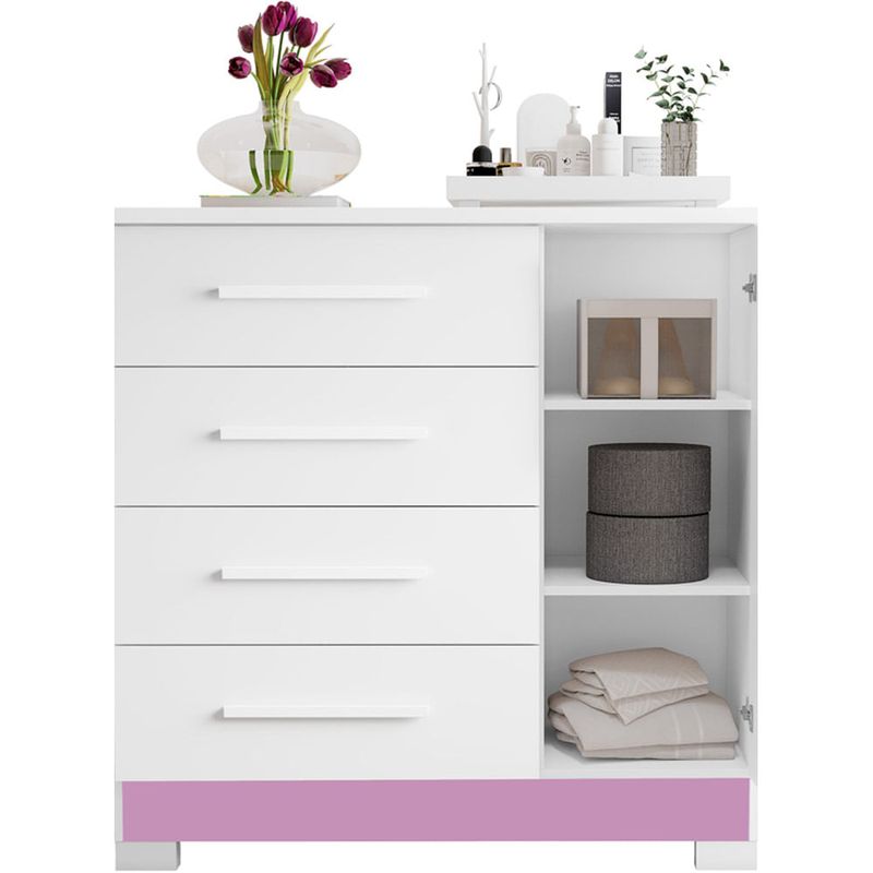 cômoda notável branco e rosa nt5185