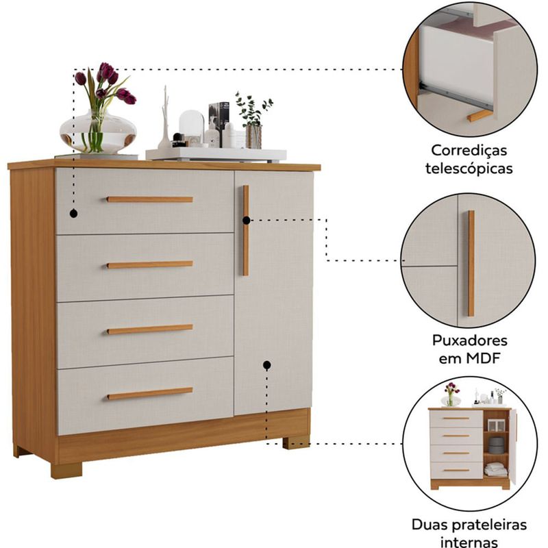 cômoda notável freijó e off white nt5185