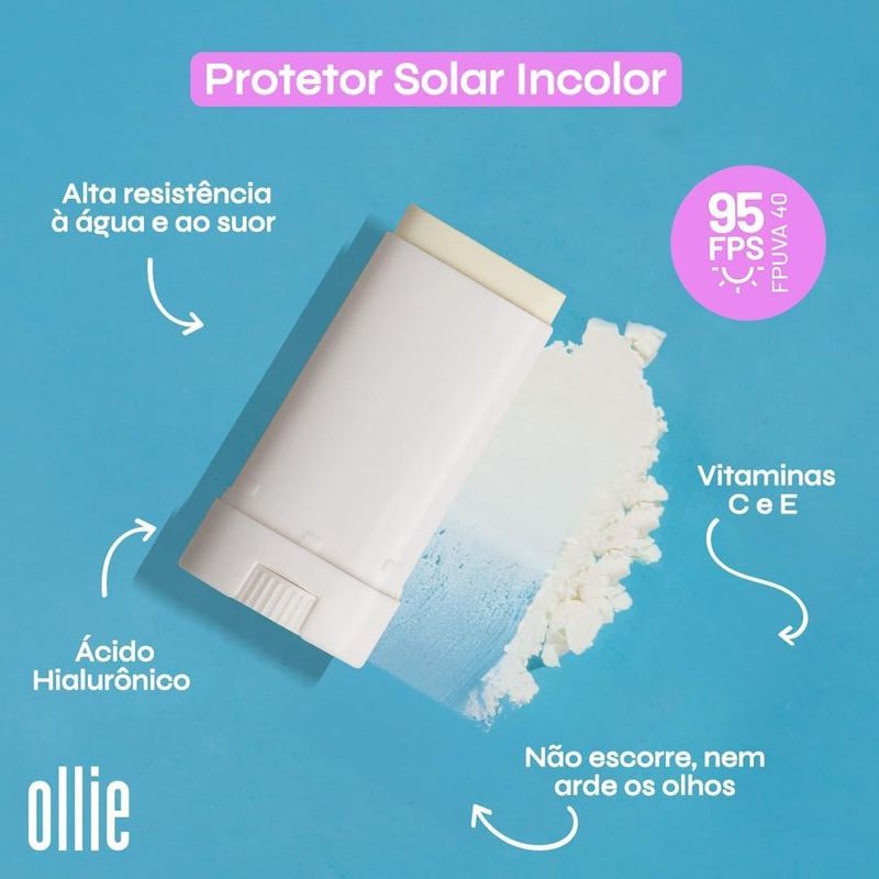 protetor solar em bastão ollie fps95 incolor