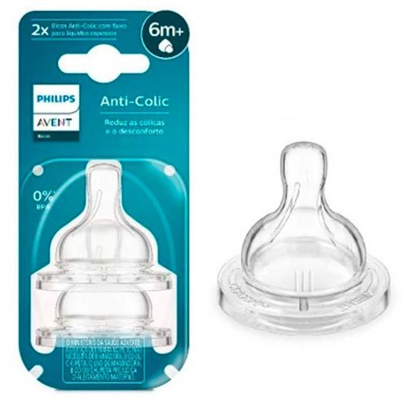 bico de mamadeira philips avent fluxo espesso anti-colic 6m+