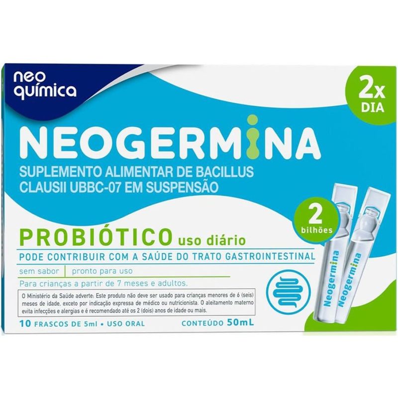 neogermina 2 bilhões 10 flaconetes de 5ml probiótico neo química