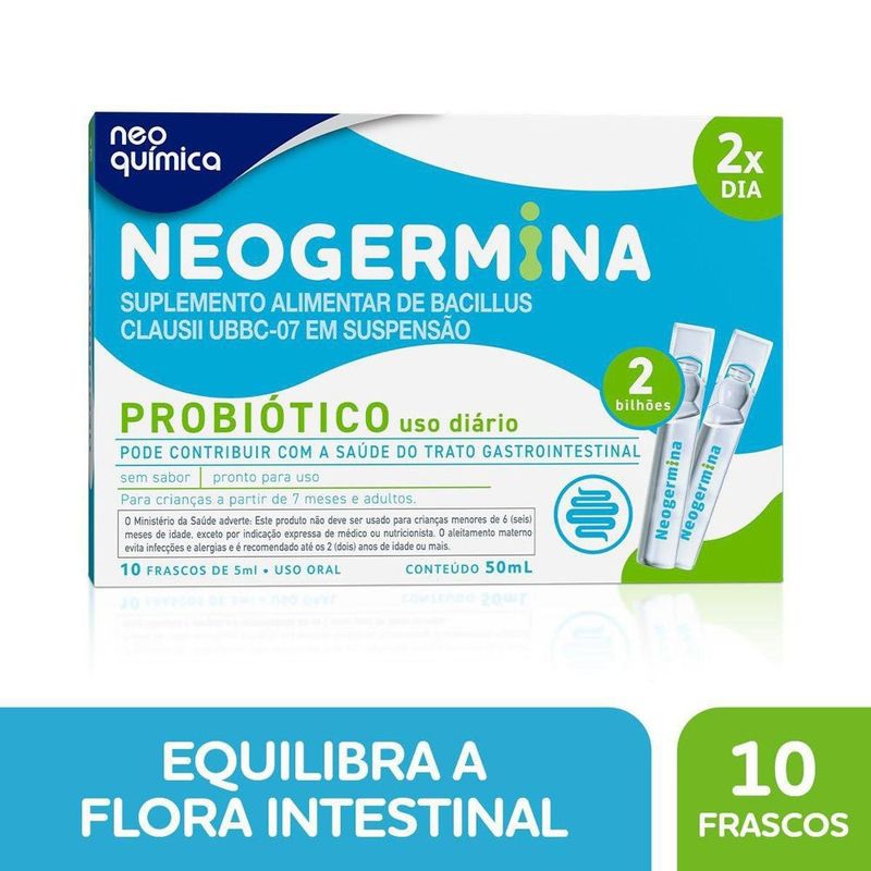 neogermina 2 bilhões 10 flaconetes de 5ml probiótico neo química