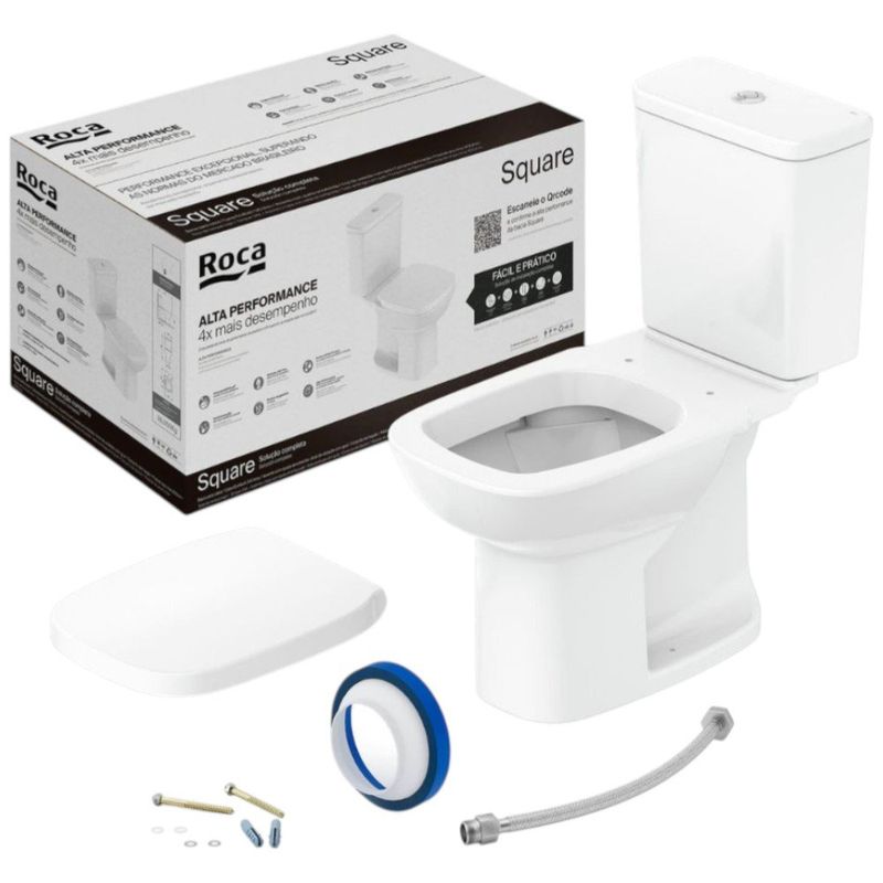 kit vaso sanitário com caixa acoplada roca 3/6 l square branco (mp)