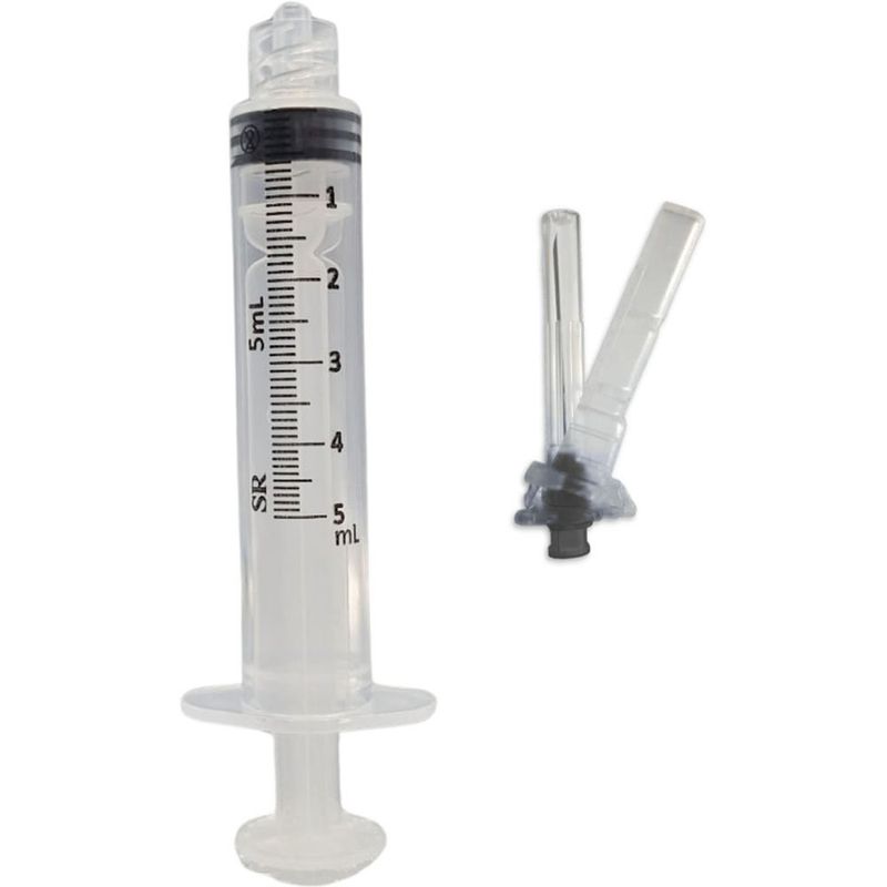 seringa 5ml luer lock com agulha 25x7 dispositivo de segurança sr