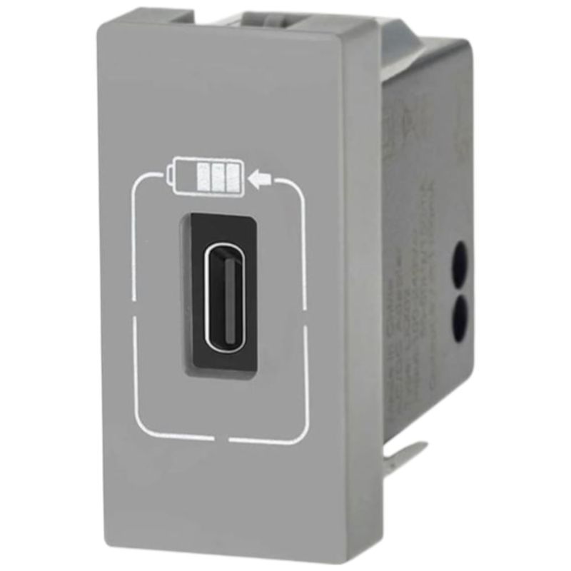 módulo tomada legrand carregador usb-c 1500ma pial plus+ 1m 615097cz cinza (mp)
