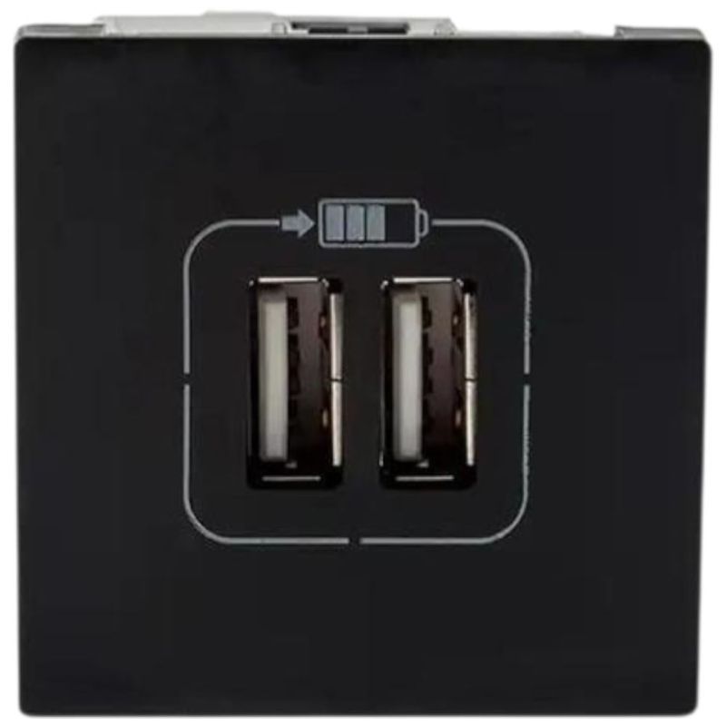 módulo tomada legrand dupla usb carga 2,4a pial plus+ 2m 615089bc preto (mp)