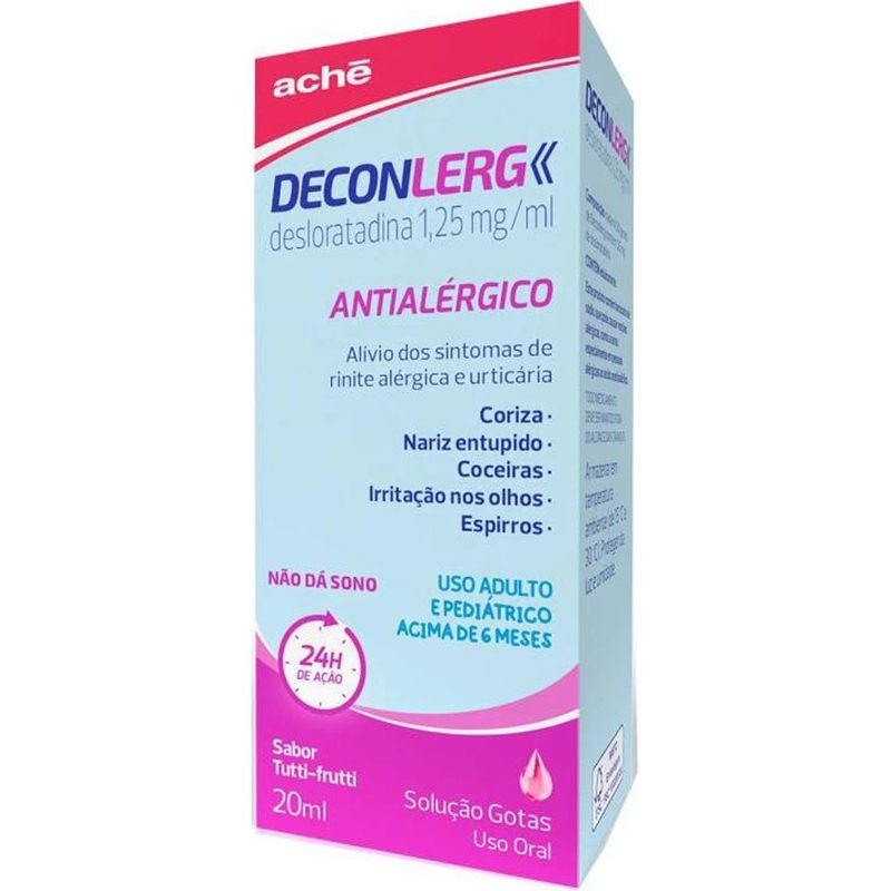 deconlerg desloratadina 1,25mg/ml 20ml solução oral gotas sabor tutti-frutti aché