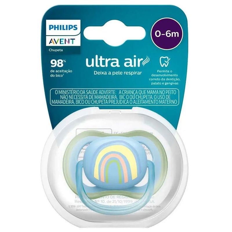 chupeta philips avent ultra air arco íris 0-6 meses