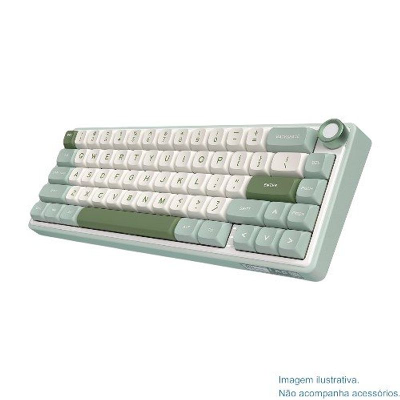 teclado gamer royal kludge com fio 66 teclas rgb branco/verde a-mbi