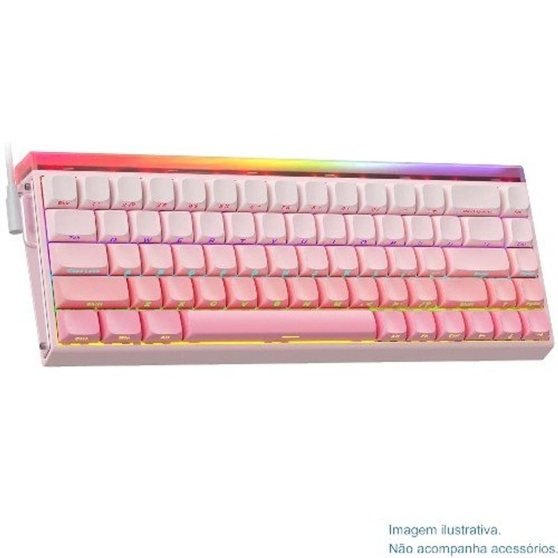 teclado gamer aula com fio 68 teclas rgb rosa a-mbi