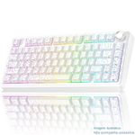 teclado gamer aula sem fio 81 teclas rgb branco a-mbi