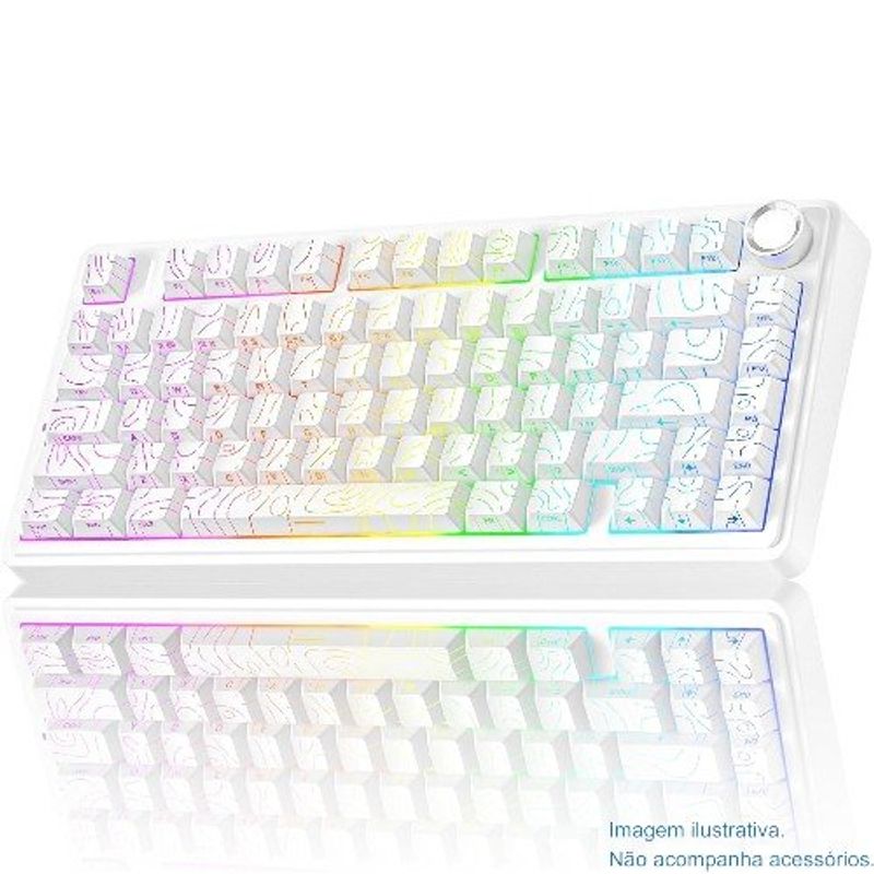 teclado gamer aula sem fio 81 teclas rgb branco a-mbi